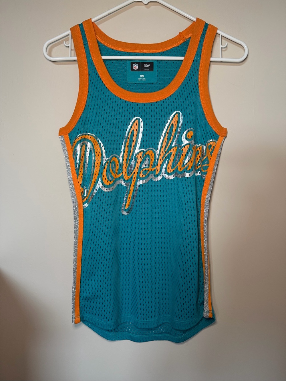 NWOT NFL Women's Teal and Orange Dolphins Mesh Jersey Tank